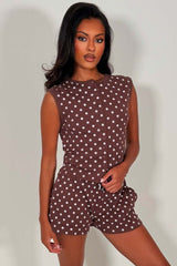 button up sleeveless top and shorts two piece tracksuit styledup