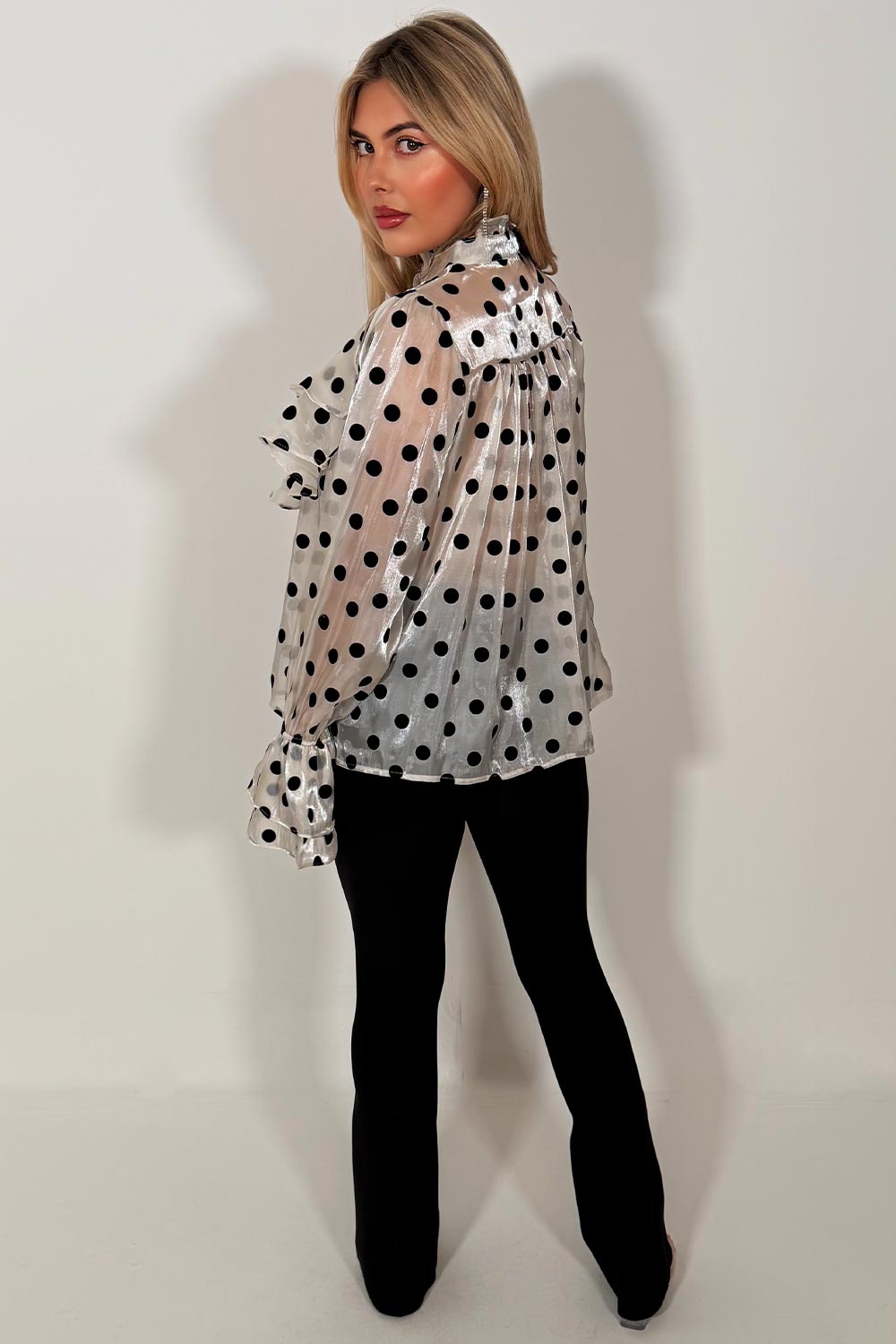 womens polka dot blouse long sleeves styledup 
