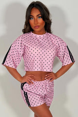 polka dot crop top and shorts co ord set summer festival airport outfit styledup white fox uk