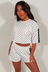 polka dot top and shorts two piece matching outfit set styledup white fox uk