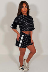 womens polka dot shorts and top two piece co ord set summer festival airport outfit styledup white fox uk sale 