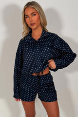 womens polka dot jacket and shorts two piece co ord set styledup uk