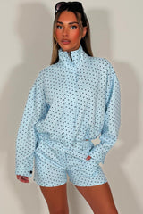 womens polka dot jacket and shorts two piece co ord set styledup uk