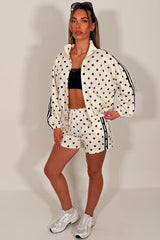 womens polka dot track jacket and shorts two piece co ord set styledup fashion uk