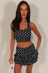 polka dot bloomer shorts and crop top two piece festival outfit styledup white fox