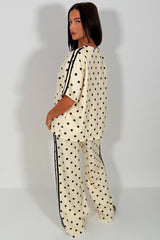 polka dot trousers and top lounge set airport outfit for womens adidas inspired styledup uk