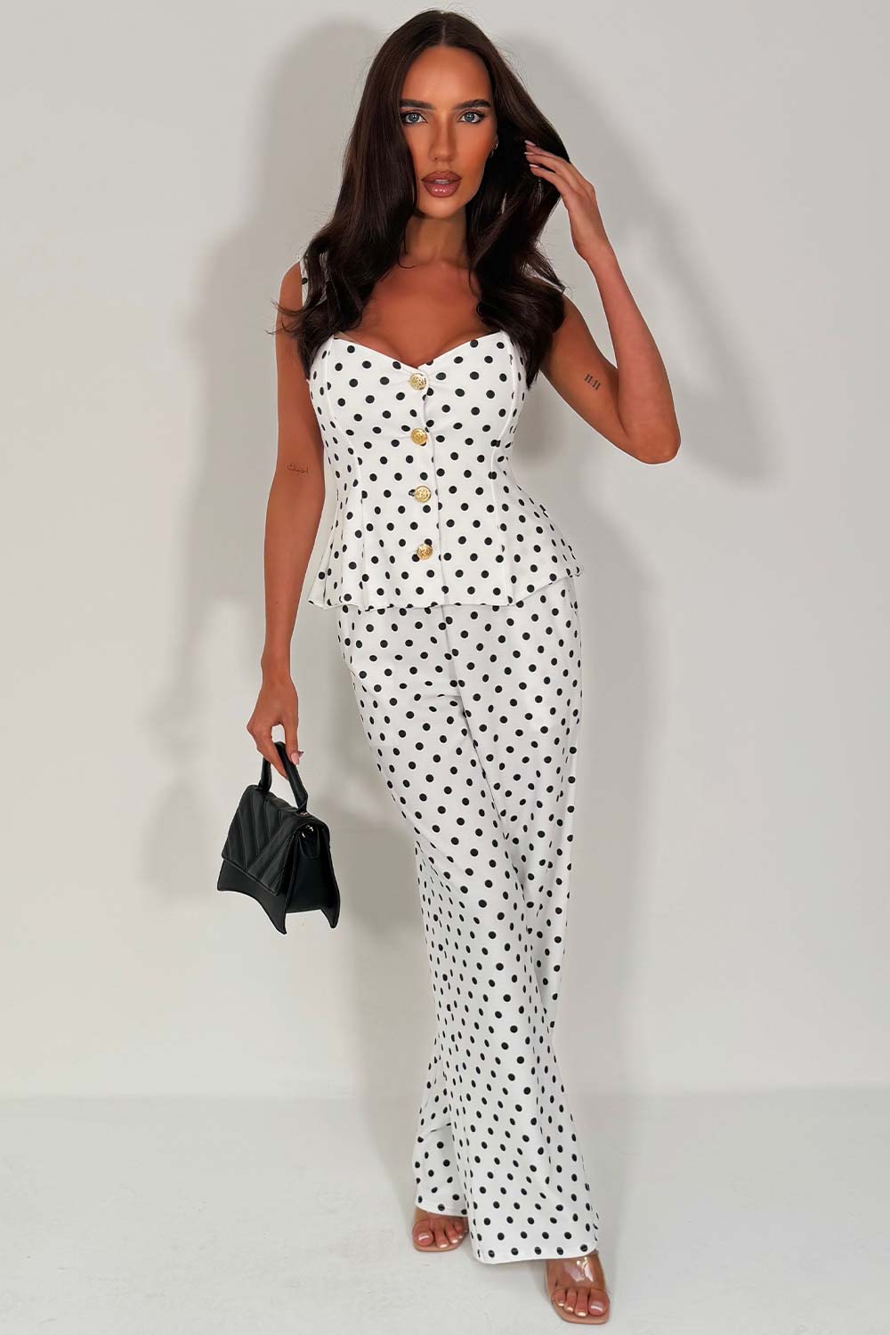 polka dot top and trousers two piece co ord set night out occasion party outfit for womens zara uk styledup 