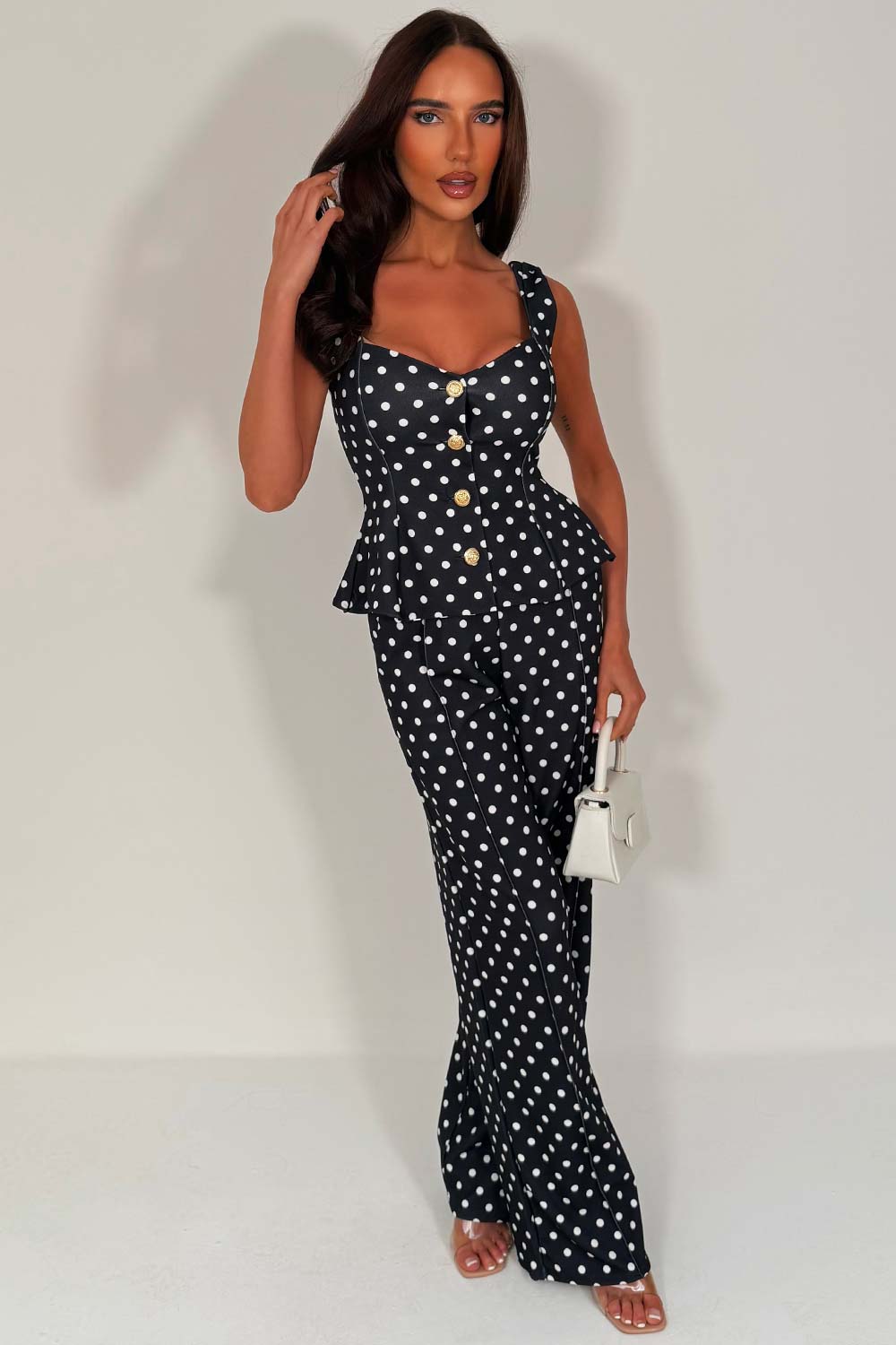 polka dot top and trousers two piece co ord matching outfit for occasions races ladies day uk styledup zara uk