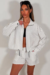 polka dot track top and shorts co ord adidas uk womens 