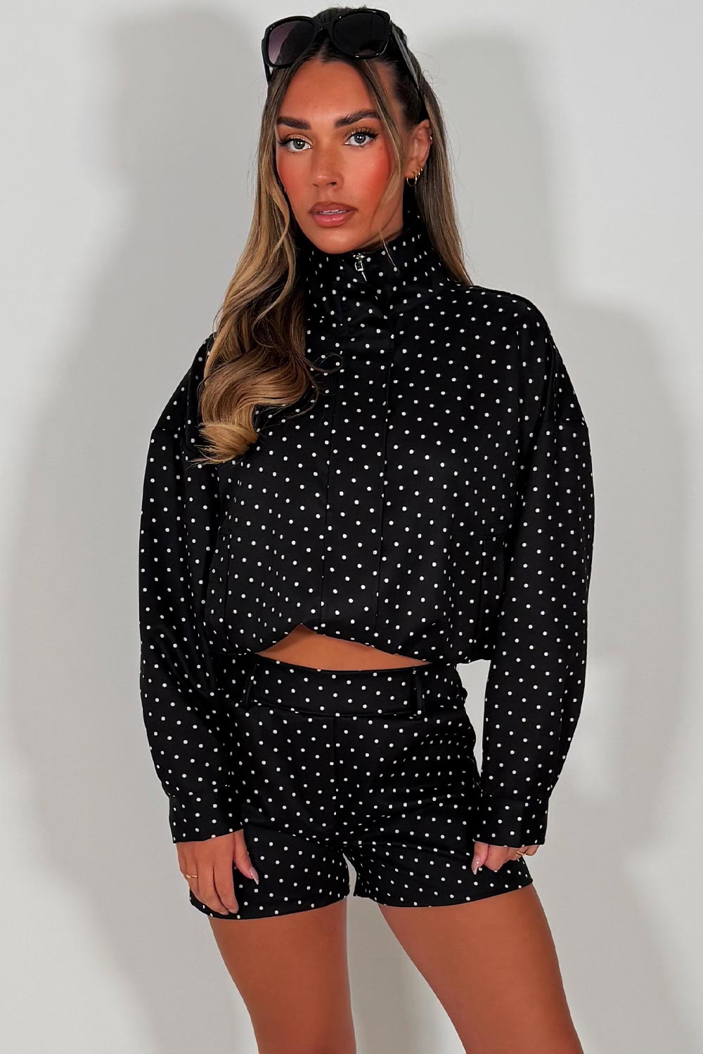 polka dot jacket and shorts co ord adidas styledup uk