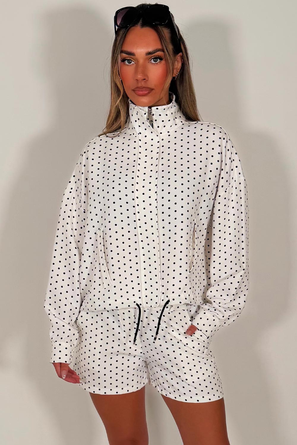 polka dot shorts and jacket two piece co ord set styledup uk