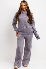 womens loungewear co ord set with bubble puffed up crosses grey