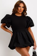 puffball mini dress with puff sleeves going out Christmas party outfit