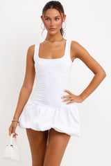 mini puffball dress white