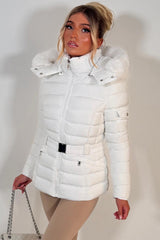 womens puffer padded thick winter jacket with faux fur hood styledup uk 