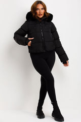 womens black puffer jacket styledup