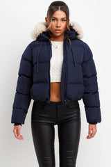 puffer jacket with fur hood zara womens