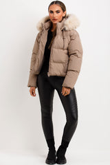 jacket with fur hood for womens