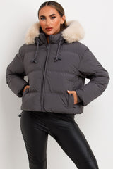 jacket with fur hood for womens