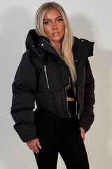 womens puffer padded winter jacket with funnel neck styledup uk