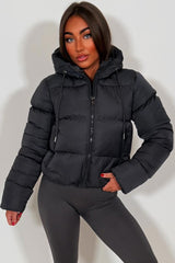 womens hooded padded puffer jacket uk