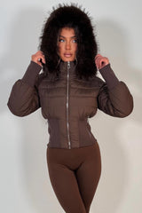 faux fur hood padded puffer winter jacket styledup uk