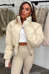 womens winter jacket cropped puffer padded styledup outerwear uk