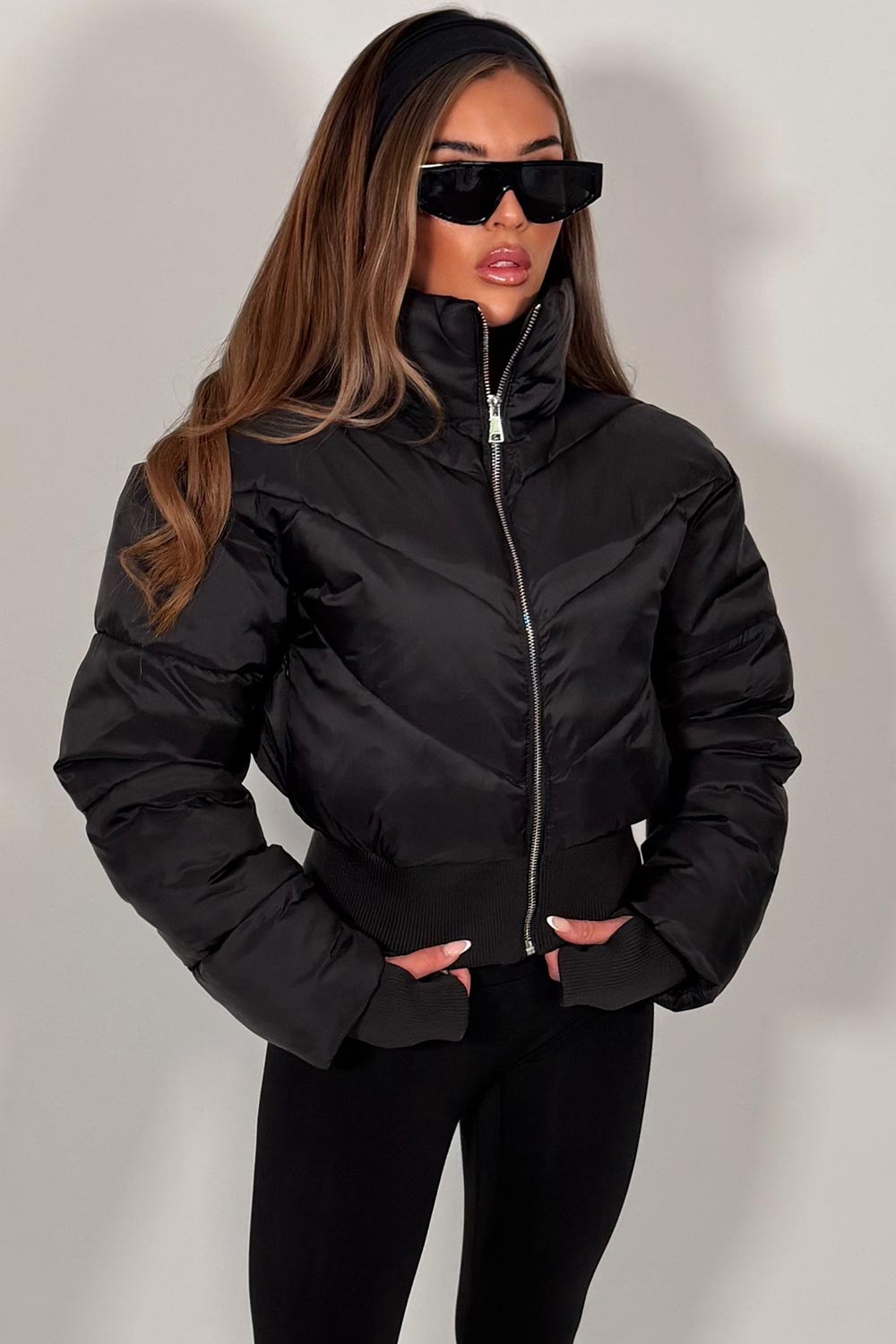 crop puffer jacket for gym alo yoga sale uk