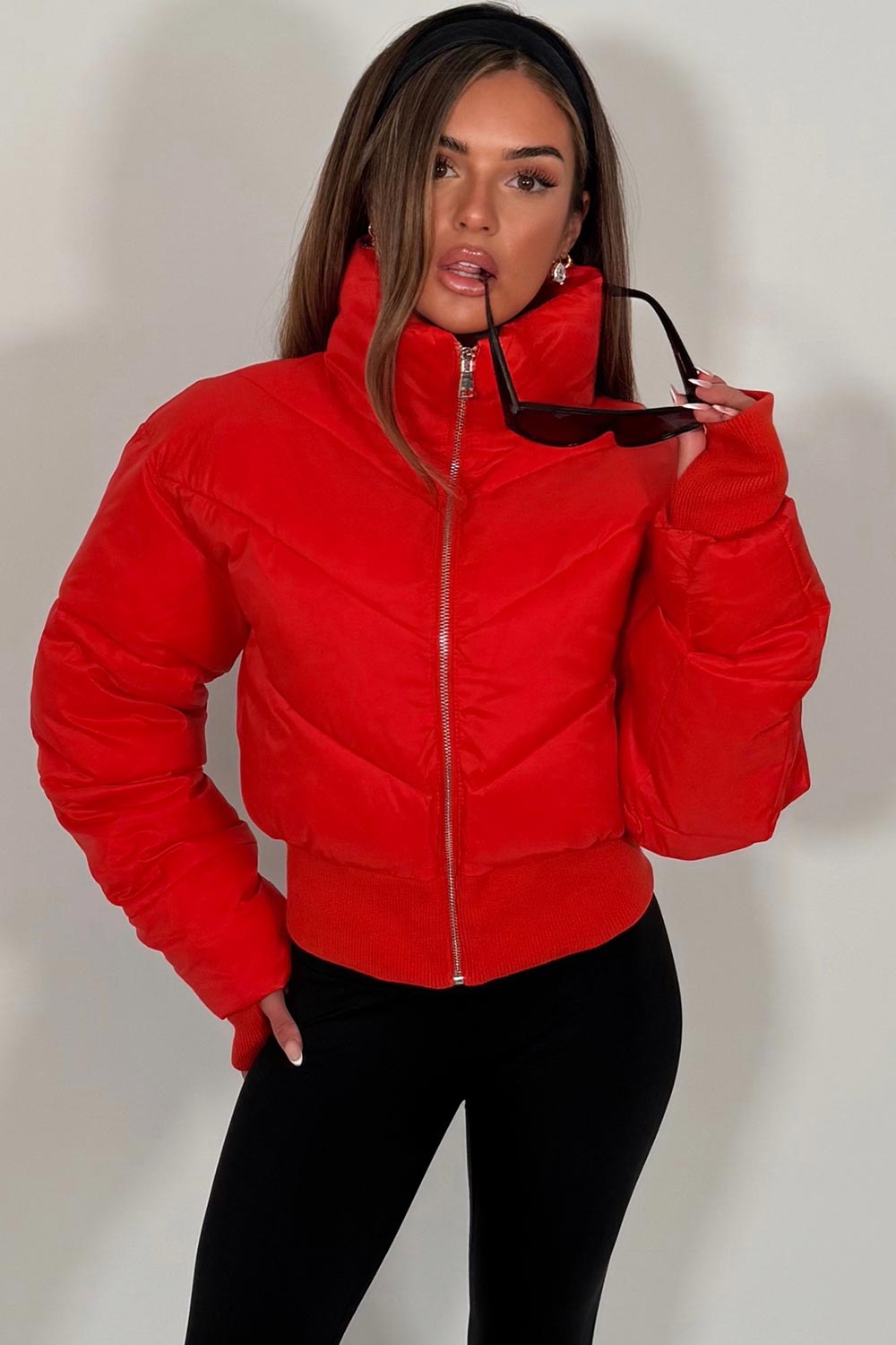 womens cropped atmosphere puffer jacket styledup uk