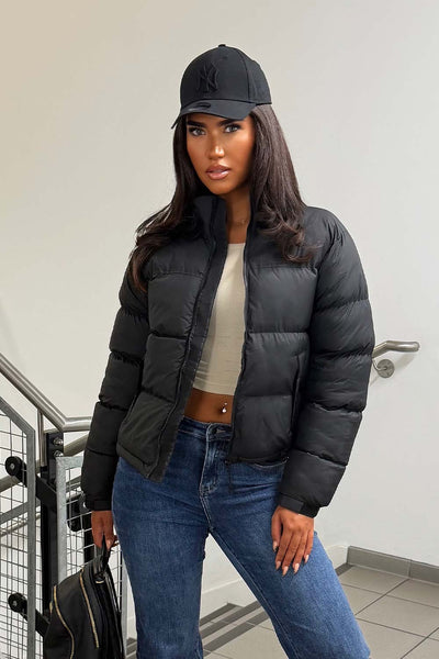 womens cropped puffer jacket north face inspired