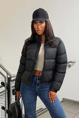 womens cropped puffer jacket north face inspired