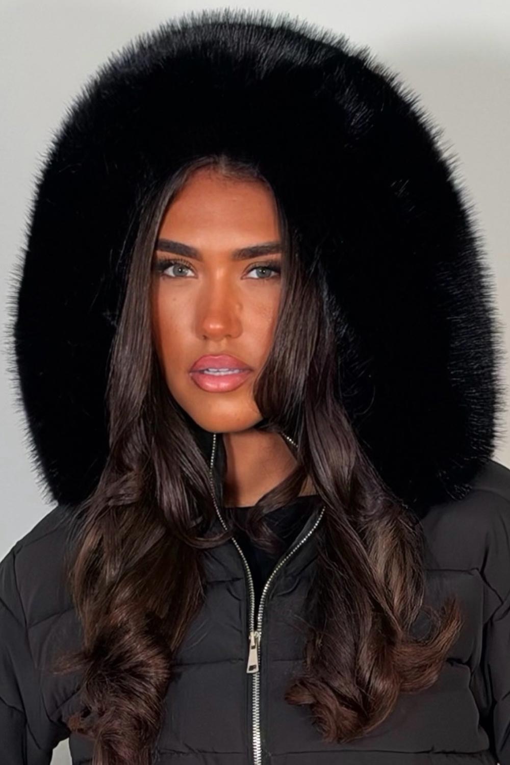 black faux fur hood padded puffer ski jacket for womens zara uk