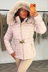 styledup puffer coat with fur hood for womens