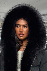 puffer jacket with fur hood black styledup fashion