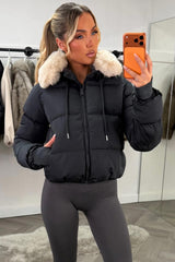 charcoal grey padded puffer jacket styledup uk winter outerwear for womens