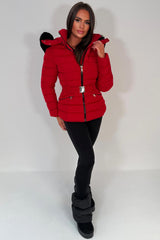 womens faux fur padded puffer hooded coat styledup