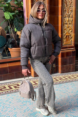 womens brown padded puffer jacket for winter zara uk styledup 