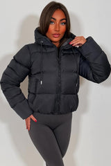 womens zara puffer jacket charcoal grey