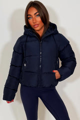 zara womens navy winter jacket sale