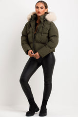 Zara womens puffer jacket with fur hood