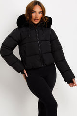 black padded puffer jacket styledup uk winter outerwear for womens