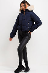 womens styledup puffer jacket navy