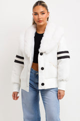 faux fur collar aviator jacket womens outerwear