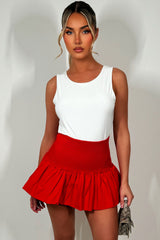 puff ball mini skirt with shirred high waist