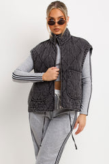 quilted padded puffer gilet with front patch pockets zara womens