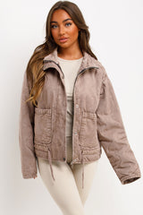 womens zara quilted jacket with drawstring waist styledup