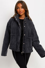womens zara quilted jacket with drawstring waist styledup