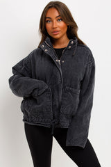 womens long sleeve quilted jacket with front pockets zara uk 