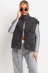 zara womens quilted padded puffer gilet with front patch pockets