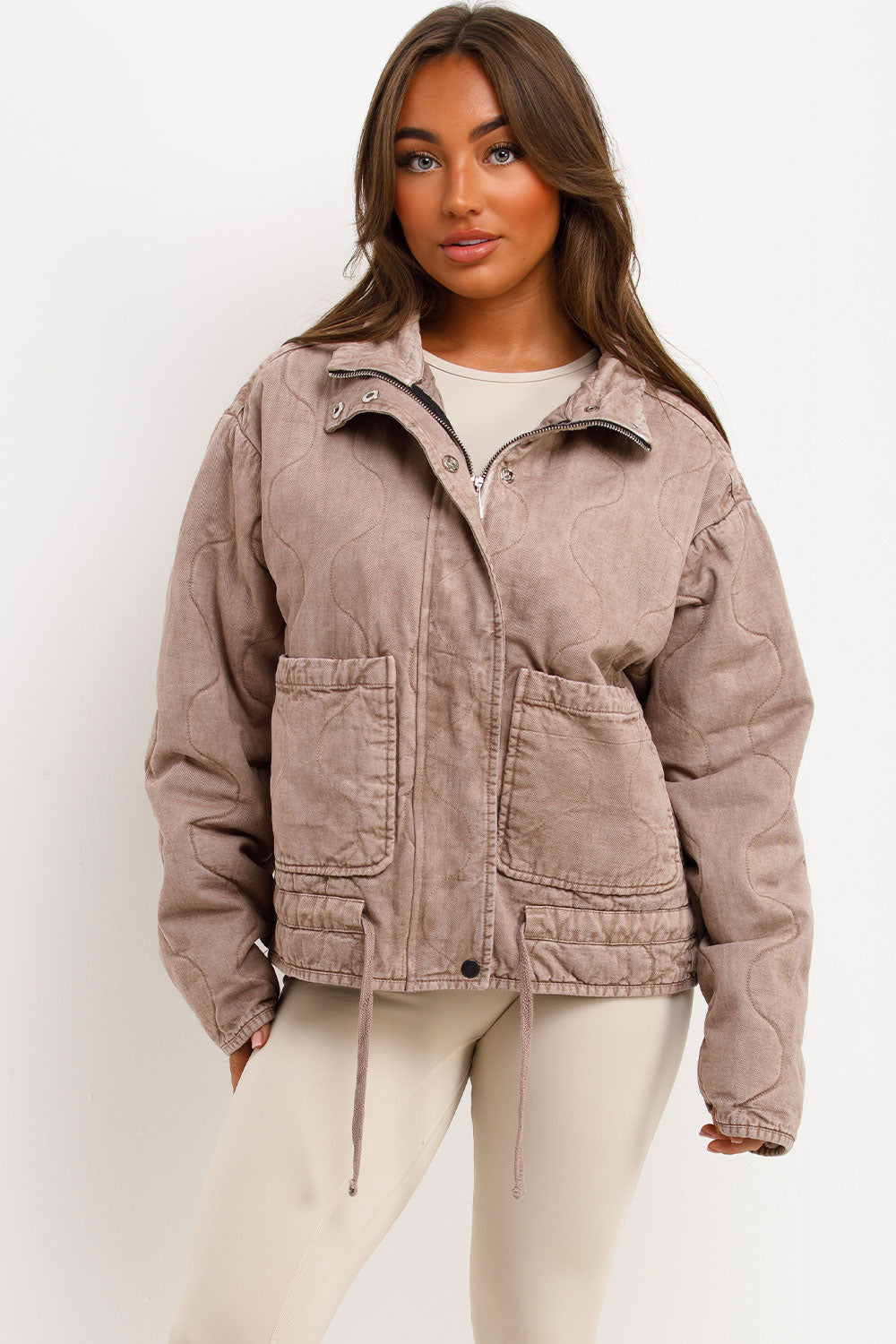 long sleeve quilted jacket for womens zara uk sale 